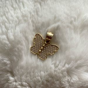 10 K Gold Butterfly Charm Cubic Zirconia